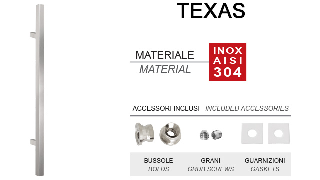 Maniglione Dritto Quadrato In Acciaio Per Porta 20x20 Mm Texas Fimet